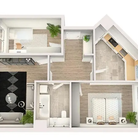 Apartment Neue 3-zimmer-wohnung - Hochwertig Moebliert, Zentral & Mit Balkon *